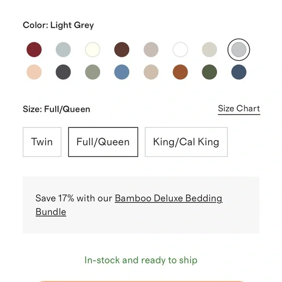 QUINCE Bamboo Duvet Cover Full Queen Light Gray